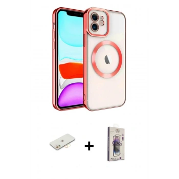 MARSİLYAN™- iPhone 11 Kılıf Nova Işık Özel Seri - Siyah Bilvis 3D Cam Ekran Koruyucu + Renkli Kamera Lens Koruma Cam - SI