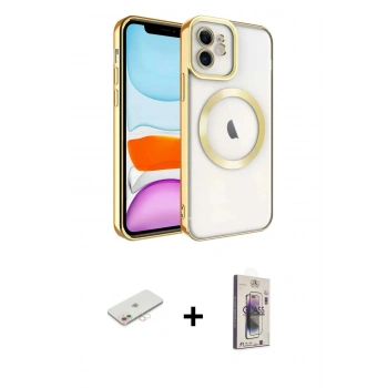 MARSİLYAN™- iPhone 11 Kılıf Nova Işık Özel Seri - Siyah Bilvis 3D Cam Ekran Koruyucu + Renkli Kamera Lens Koruma Cam - YL