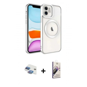 MARSİLYAN™- iPhone 11 Kılıf Nova Işık Özel Seri - Siyah Bilvis 3D Mat Cam Ekran Koruyucu + Pers Alüminyum Kamera Lens - GI