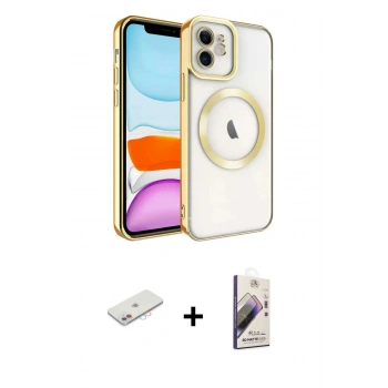 MARSİLYAN™- iPhone 11 Kılıf Nova Işık Özel Seri - Siyah Bilvis 3D Mat Cam Ekran Koruyucu + Renkli Kamera Lens Koruma Cam - PE