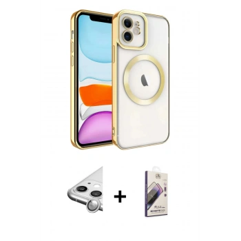 MARSİLYAN™- iPhone 11 Kılıf Nova Işık Özel Seri - Siyah Bilvis 3D Mat Cam Ekran Koruyucu + Raze Metal Kamera Lens - GS