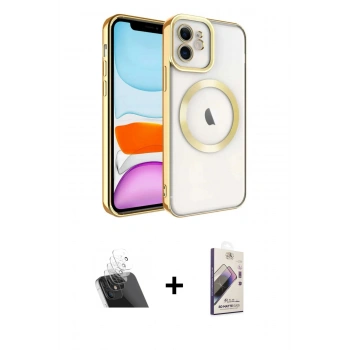 MARSİLYAN™- iPhone 11 Kılıf Nova Işık Özel Seri - Siyah Bilvis 3D Mat Cam Ekran Koruyucu + Kamera Lens Koruma Cam - SF