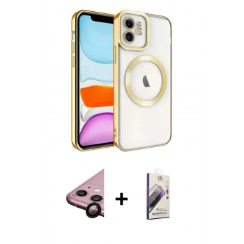 MARSİLYAN™- iPhone 11 Kılıf Nova Işık Özel Seri - Siyah Bilvis 3D Mat Cam Ekran Koruyucu + Raze Metal Kamera Lens - SH
