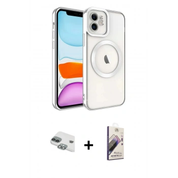 MARSİLYAN™- iPhone 11 Kılıf Nova Işık Özel Seri - Siyah Bilvis 3D Mat Cam Ekran Koruyucu + Pers Alüminyum Kamera Lens - YL