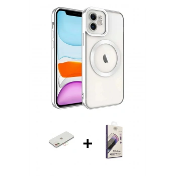 MARSİLYAN™- iPhone 11 Kılıf Nova Işık Özel Seri - Siyah Bilvis 3D Mat Cam Ekran Koruyucu + Renkli Kamera Lens Koruma Cam - YL