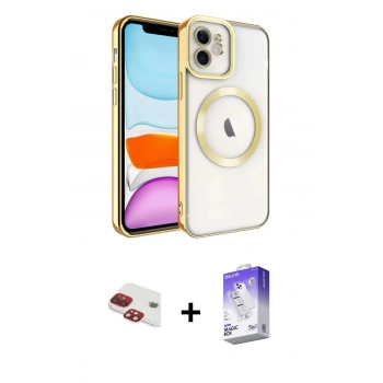 MARSİLYAN™- iPhone 11 Kılıf Nova Işık Özel Seri - Siyah Bilvis 5in1 3D Magic Cam Ekran Koruyucu + Pers Alüminyum Kamera Lens - KI