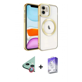 MARSİLYAN™- iPhone 11 Kılıf Nova Işık Özel Seri - Siyah Bilvis 5in1 3D Magic Cam Ekran Koruyucu + Raze Metal Kamera Lens - KI