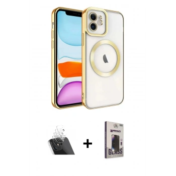 MARSİLYAN™- iPhone 11 Kılıf Nova Işık Özel Seri - Siyah Bilvis Hayalet Cam Ekran Koruyucu + Kamera Lens Koruma Cam - SF