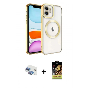 MARSİLYAN™- iPhone 11 Kılıf Nova Işık Özel Seri - Siyah Buffer Cam Ekran Koruyucu + Pers Alüminyum Kamera Lens - GI