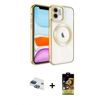 MARSİLYAN™- iPhone 11 Kılıf Nova Işık Özel Seri - Siyah Buffer Cam Ekran Koruyucu + Pers Alüminyum Kamera Lens - LT