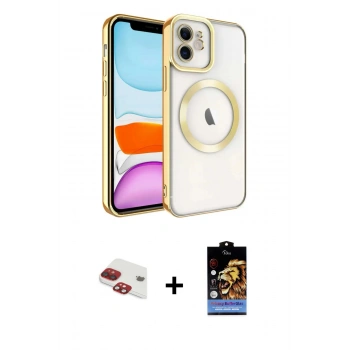 MARSİLYAN™- iPhone 11 Kılıf Nova Işık Özel Seri - Siyah Buffer Hayalet Cam Ekran Koruyucu + Pers Alüminyum Kamera Lens - KI