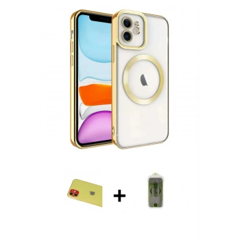 MARSİLYAN™- iPhone 11 Kılıf Nova Işık Özel Seri - Siyah Joko Magic 5D Hayalet Cam + Rainbow Kamera Lens Koruma Cam - KI