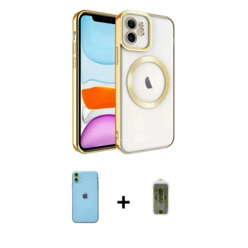 MARSİLYAN™- iPhone 11 Kılıf Nova Işık Özel Seri - Siyah Joko Magic 5D Hayalet Cam + Neon Fosforlu Kamera Lens - YL
