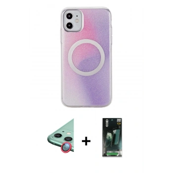 MARSİLYAN™- iPhone 11 Kılıf Pusula Form - Şeffaf 360 Full Body Arka Koruyucu + Raze Metal Kamera Lens - KI