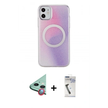 MARSİLYAN™- iPhone 11 Kılıf Pusula Form - Şeffaf Uv Polymer Nano Ekran Koruyucu + Raze Metal Kamera Lens - KI