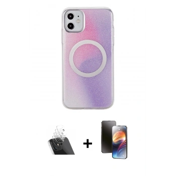 MARSİLYAN™- iPhone 11 Kılıf Pusula Form - Siyah 3D Antistatik Mat Seramik Nano Ekran Koruyucu + Kamera Lens Koruma Cam - SF