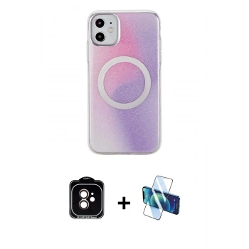 MARSİLYAN™- iPhone 11 Kılıf Pusula Form - Siyah 3D Antistatik Seramik Nano Ekran Koruyucu + PVD Metal Kamera Lens - TU