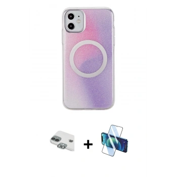 MARSİLYAN™- iPhone 11 Kılıf Pusula Form - Siyah 3D Antistatik Seramik Nano Ekran Koruyucu + Pers Alüminyum Kamera Lens - YL