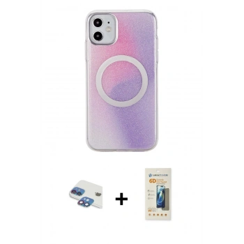 MARSİLYAN™- iPhone 11 Kılıf Pusula Form - Siyah 6D Mat Seramik Hayalet Nano Ekran Koruyucu + Pers Alüminyum Kamera Lens - GI