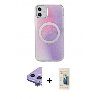 MARSİLYAN™- iPhone 11 Kılıf Pusula Form - Siyah 6D Mat Seramik Hayalet Nano Ekran Koruyucu + Raze Metal Kamera Lens - MR