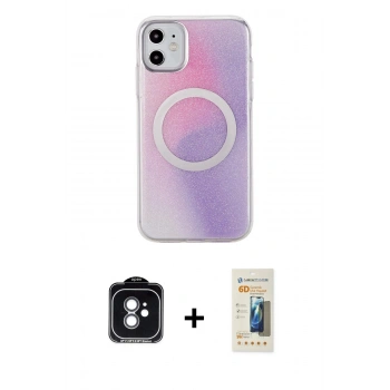 MARSİLYAN™- iPhone 11 Kılıf Pusula Form - Siyah 6D Mat Seramik Hayalet Nano Ekran Koruyucu + PVD Metal Kamera Lens - YL