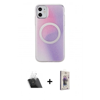 MARSİLYAN™- iPhone 11 Kılıf Pusula Form - Siyah Bilvis 3D Cam Ekran Koruyucu + Kamera Lens Koruma Cam - SF