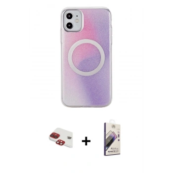 MARSİLYAN™- iPhone 11 Kılıf Pusula Form - Siyah Bilvis 3D Mat Cam Ekran Koruyucu + Pers Alüminyum Kamera Lens - KI