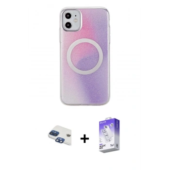 MARSİLYAN™- iPhone 11 Kılıf Pusula Form - Siyah Bilvis 5in1 3D Magic Cam Ekran Koruyucu + Pers Alüminyum Kamera Lens - LT