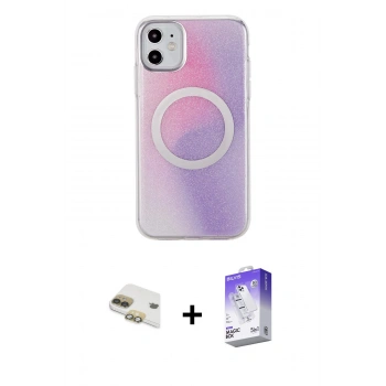 MARSİLYAN™- iPhone 11 Kılıf Pusula Form - Siyah Bilvis 5in1 3D Magic Cam Ekran Koruyucu + Pers Alüminyum Kamera Lens - GD