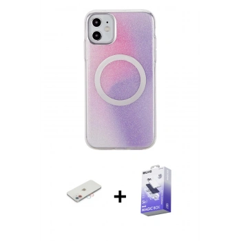 MARSİLYAN™- iPhone 11 Kılıf Pusula Form - Siyah Bilvis 5in1 5D Magic Hayalet Cam Ekran Koruyucu + Renkli Kamera Lens Koruma Cam - PE