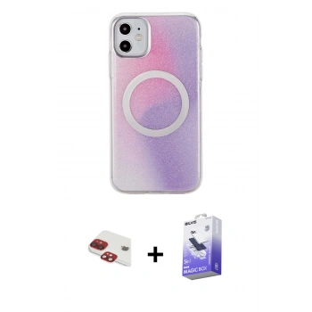 MARSİLYAN™- iPhone 11 Kılıf Pusula Form - Siyah Bilvis 5in1 5D Magic Hayalet Cam Ekran Koruyucu + Pers Alüminyum Kamera Lens - KI