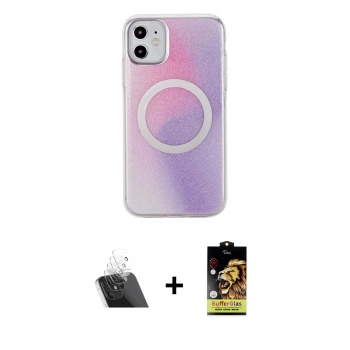 MARSİLYAN™- iPhone 11 Kılıf Pusula Form - Siyah Buffer Cam Ekran Koruyucu + Kamera Lens Koruma Cam - SF
