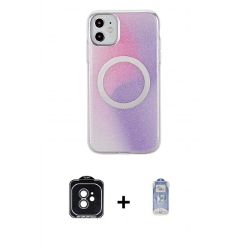 MARSİLYAN™- iPhone 11 Kılıf Pusula Form - Siyah Joko Magic 5D Cam + PVD Metal Kamera Lens - SH
