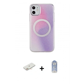 MARSİLYAN™- iPhone 11 Kılıf Pusula Form - Siyah Joko Magic 5D Cam + Renkli Kamera Lens Koruma Cam - YL