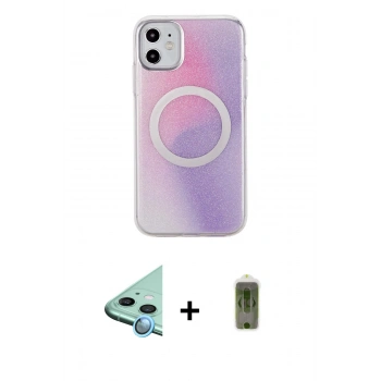 MARSİLYAN™- iPhone 11 Kılıf Pusula Form - Siyah Joko Magic 5D Hayalet Cam + Raze Metal Kamera Lens - MI