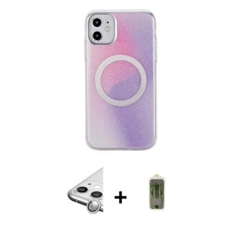 MARSİLYAN™- iPhone 11 Kılıf Pusula Form - Siyah Joko Magic 5D Hayalet Cam + Raze Metal Kamera Lens - GS