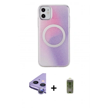 MARSİLYAN™- iPhone 11 Kılıf Pusula Form - Siyah Joko Magic 5D Hayalet Cam + Raze Metal Kamera Lens - MR