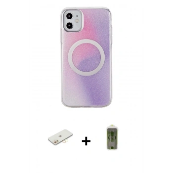 MARSİLYAN™- iPhone 11 Kılıf Pusula Form - Siyah Joko Magic 5D Hayalet Cam + Renkli Kamera Lens Koruma Cam - SI