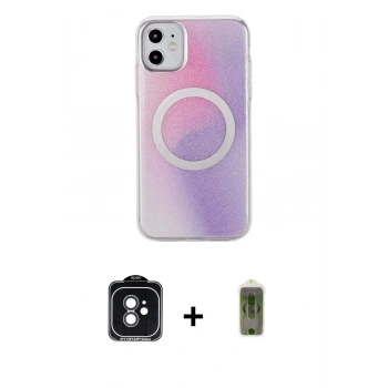 MARSİLYAN™- iPhone 11 Kılıf Pusula Form - Siyah Joko Magic 5D Hayalet Cam + PVD Metal Kamera Lens - SH