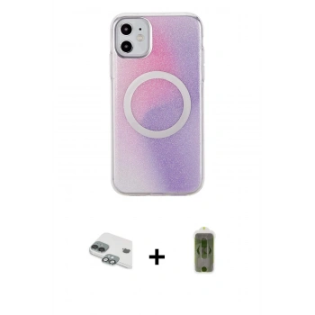 MARSİLYAN™- iPhone 11 Kılıf Pusula Form - Siyah Joko Magic 5D Hayalet Cam + Pers Alüminyum Kamera Lens - YL
