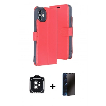 MARSİLYAN™- iPhone 11 Kılıf Siluet Işık Serisi - Siyah 3D Antistatik Hayalet Cam Ekran Koruyucu + PVD Metal Kamera Lens - SH