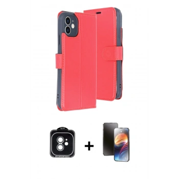 MARSİLYAN™- iPhone 11 Kılıf Siluet Işık Serisi - Siyah 3D Antistatik Mat Seramik Nano Ekran Koruyucu + PVD Metal Kamera Lens - YL