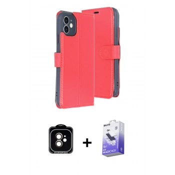 MARSİLYAN™- iPhone 11 Kılıf Siluet Işık Serisi - Siyah Bilvis 5in1 5D Magic Hayalet Cam Ekran Koruyucu + PVD Metal Kamera Lens - TU