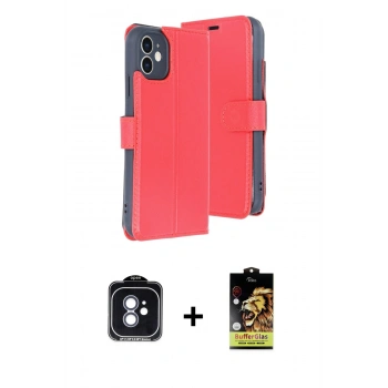 MARSİLYAN™- iPhone 11 Kılıf Siluet Işık Serisi - Siyah Buffer Cam Ekran Koruyucu + PVD Metal Kamera Lens - MI