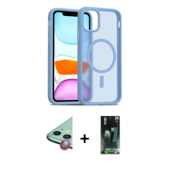 MARSİLYAN™- iPhone 11 Kılıf Siluet Minimal Prime - Şeffaf 360 Full Body Arka Koruyucu + Raze Metal Kamera Lens - KI