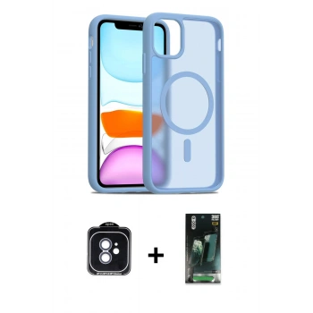 MARSİLYAN™- iPhone 11 Kılıf Siluet Minimal Prime - Şeffaf 360 Full Body Arka Koruyucu + PVD Metal Kamera Lens - MI