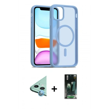 MARSİLYAN™- iPhone 11 Kılıf Siluet Minimal Prime - Şeffaf 360 Full Body Arka Koruyucu + Raze Metal Kamera Lens - MI