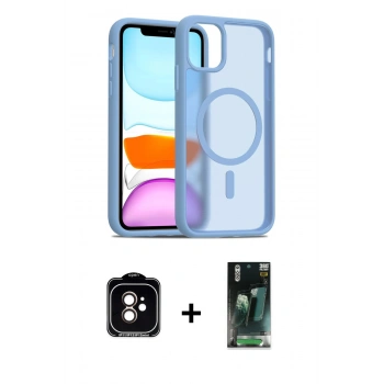 MARSİLYAN™- iPhone 11 Kılıf Siluet Minimal Prime - Şeffaf 360 Full Body Arka Koruyucu + PVD Metal Kamera Lens - TU