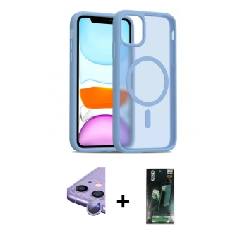 MARSİLYAN™- iPhone 11 Kılıf Siluet Minimal Prime - Şeffaf 360 Full Body Arka Koruyucu + Raze Metal Kamera Lens - MR