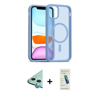 MARSİLYAN™- iPhone 11 Kılıf Siluet Minimal Prime - Şeffaf Pasifik Cam Ekran Koruyucu + Raze Metal Kamera Lens - MI
